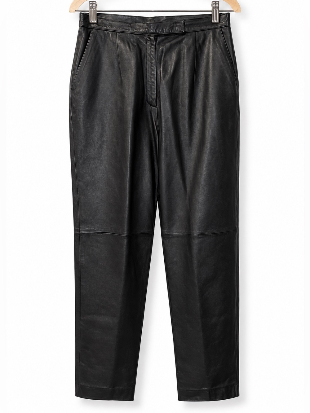 Jones New York Black Straight-Leg Leather Pants